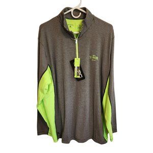 Antigua Quarter Zip Long Sleeve Performance Black Pinstripe/Lime Men's Size XLT